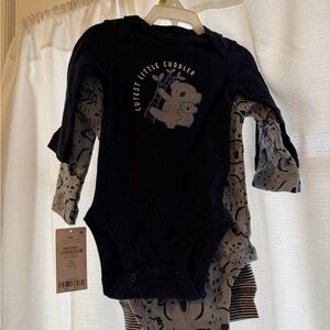 Cutest Little Cuddler Navy and Gray Kids One Piece